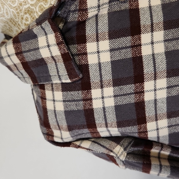 JACHS Men’s Brawny Long Sleeve Flannel Button Down Shirt Jacket Brown Grey XLT - Picture 4 of 16